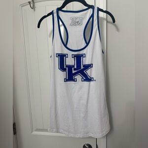 Womens White and Blue UK bling Tank Top